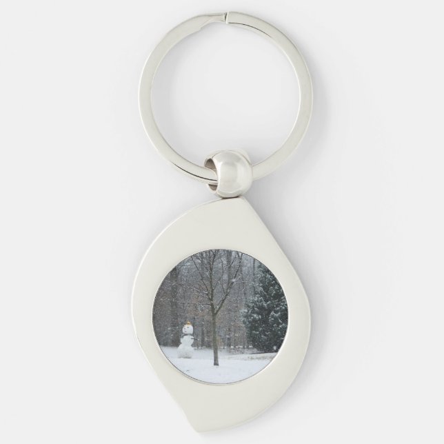 The Neighbour's Snowman Winter Snow Scene Keychain (Front)