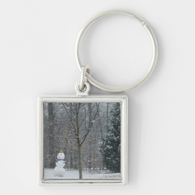 The Neighbour's Snowman Winter Snow Scene Keychain (Front)