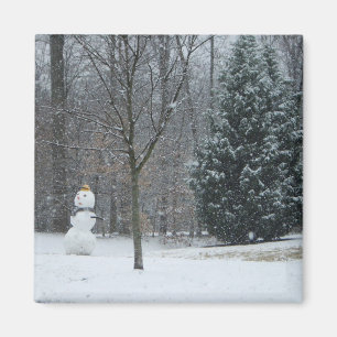 The Neighbour's Snowman Winter Snow Scene Magnet