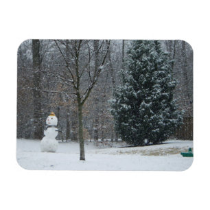 The Neighbour's Snowman Winter Snow Scene Magnet