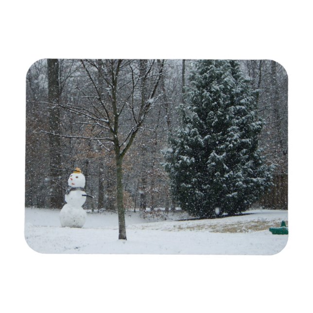 The Neighbour's Snowman Winter Snow Scene Magnet (Horizontal)