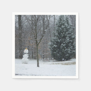 The Neighbour's Snowman Winter Snow Scene Napkin