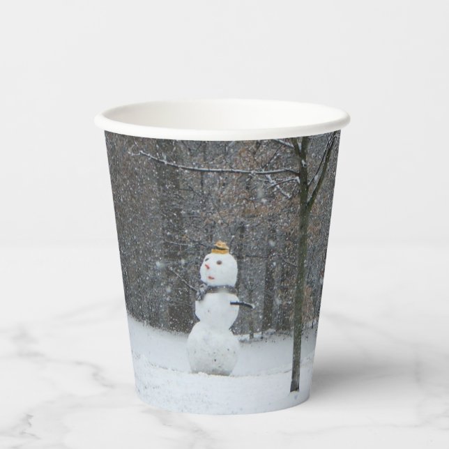 The Neighbour's Snowman Winter Snow Scene Paper Cups (Front)