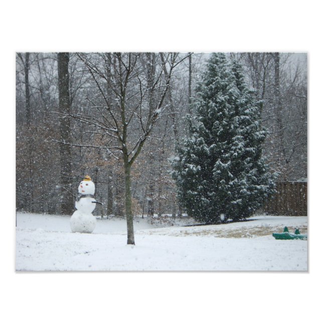 The Neighbour's Snowman Winter Snow Scene Photo Print (Front)