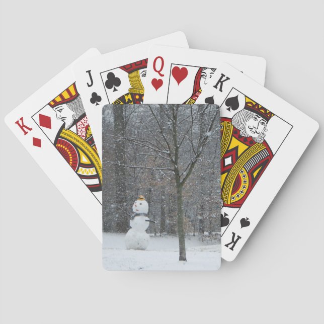 The Neighbour's Snowman Winter Snow Scene Playing Cards (Back)