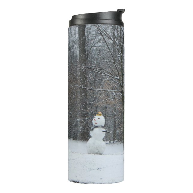 The Neighbour's Snowman Winter Snow Scene Thermal Tumbler (Rotated Left)