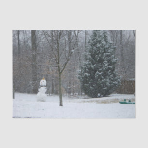 The Neighbour's Snowman Winter Snow Scene Tissue Paper