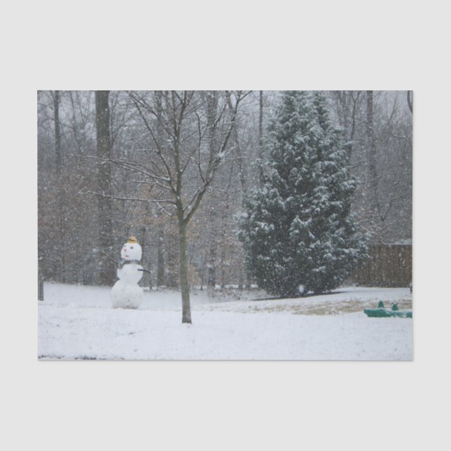 The Neighbour's Snowman Winter Snow Scene Tissue Paper (Front)