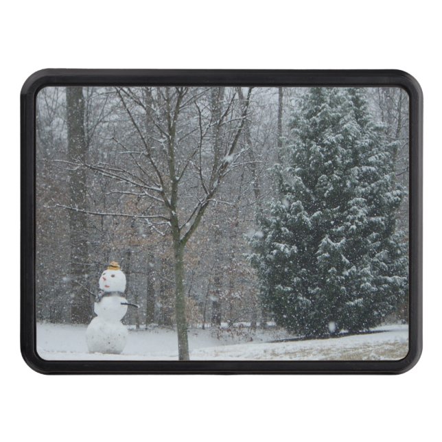 The Neighbour's Snowman Winter Snow Scene Trailer Hitch Cover (Front)