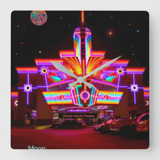 The Neon Moon Theatre Square Wall Clock