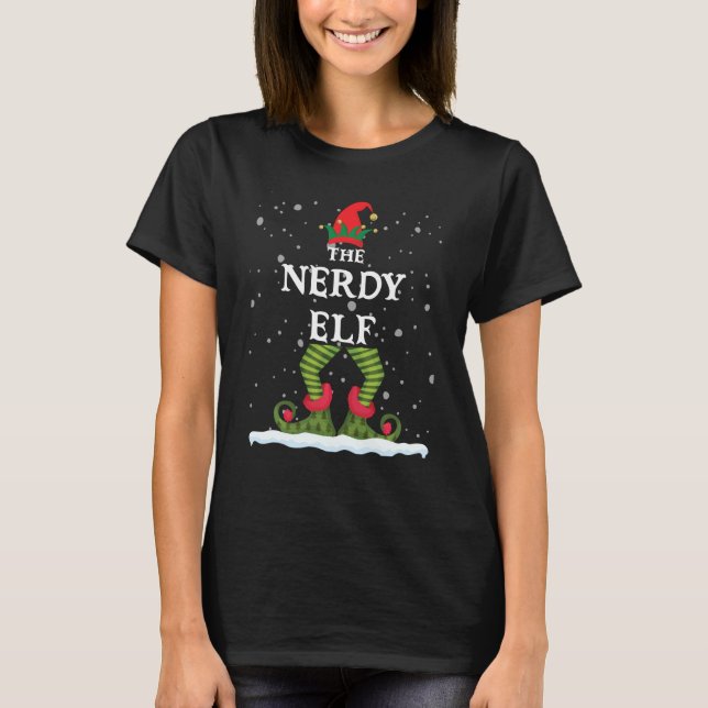 The Nerdy Elf Funny Christmas Matching Family Paja T-Shirt (Front)