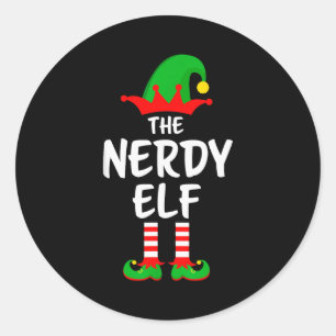 The Nerdy Elf Matching Family Christmas Classic Round Sticker