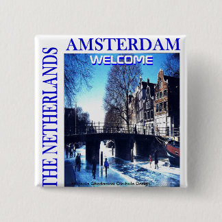 THE NETHERLANDS 2 INCH SQUARE BUTTON