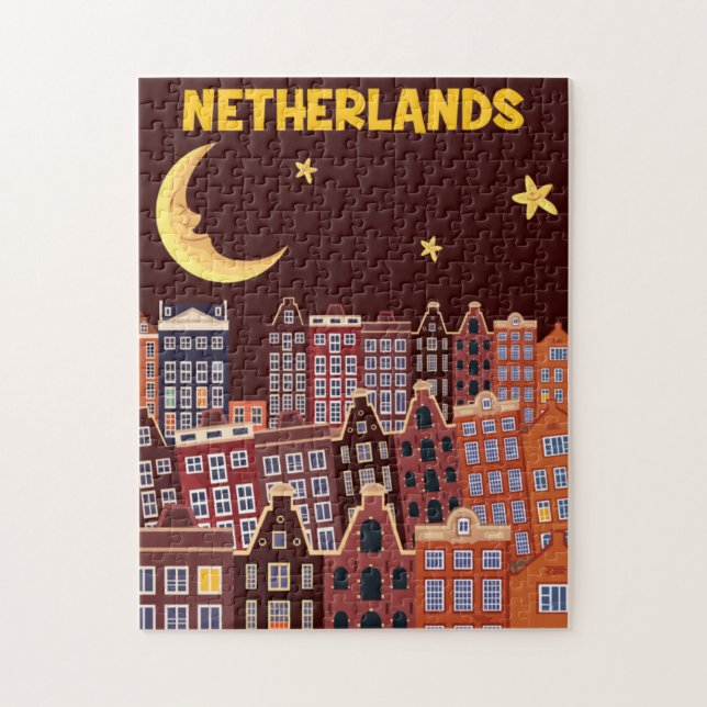 The Netherlands at Night Jigsaw Puzzle (Vertical)