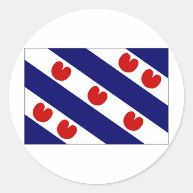 The Netherlands Friesland Flag Classic Round Sticker (Front)