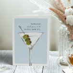 The New 30 | Funny Birthday Greeting Card<br><div class="desc">Sarcastic birthday card features a watercolor martini cocktail illustration on a blue-grey background with "however old you are is the new 30" in vintage typewriter lettering. Customize the inside message or leave as-is; default message reads "cheers to you -- happy birthday."</div>