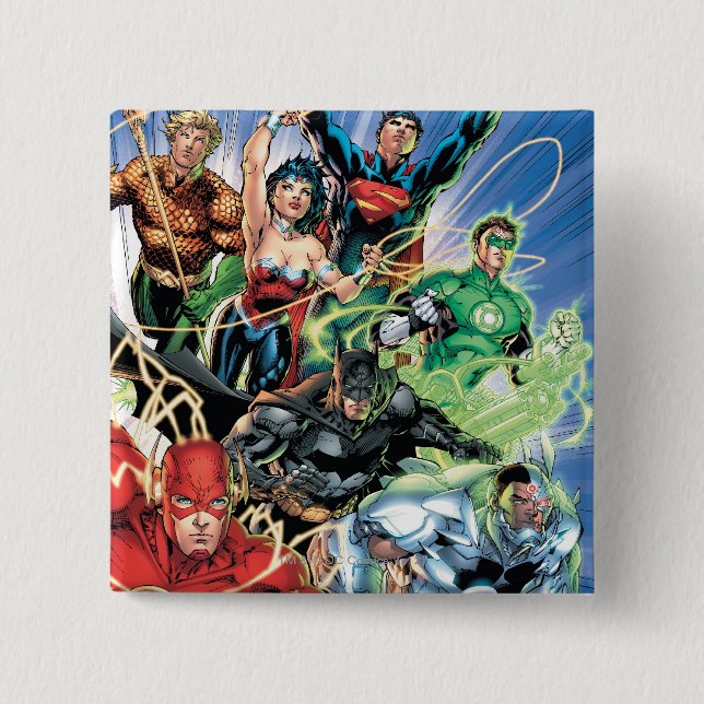 The New 52 - Justice League #1 2 Inch Square Button (Front)