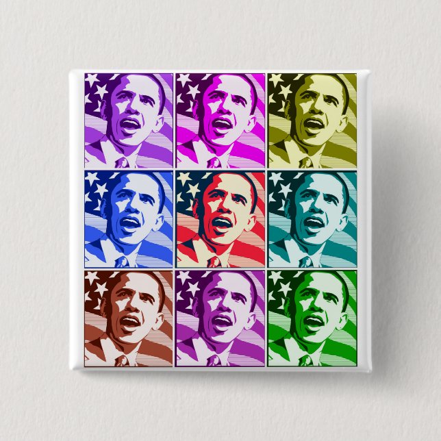 The New America, President Barack Obama .ized 2 Inch Square Button (Front)