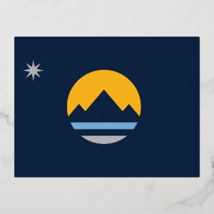 The New Flag of Reno, Nevada Foil Holiday Postcard