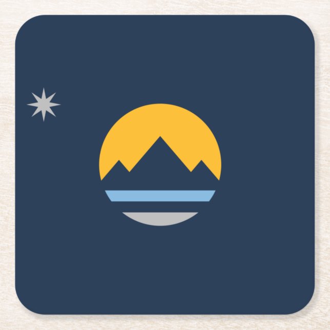 The New Flag of Reno, Nevada Square Paper Coaster (Front)