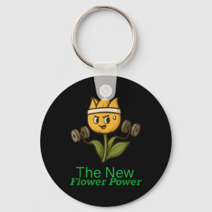 The New Flower Power Funny Plant Gym Workout Desig Keychain