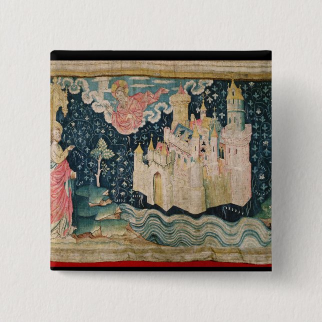 The New Jerusalem 2 Inch Square Button (Front)