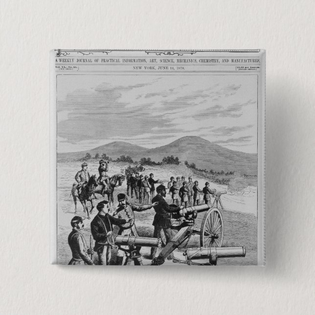 The new model Gatling Gun 2 Inch Square Button (Front)