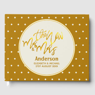 The New Mr and Mrs (name,date) Wedding Gold Decor Guest Book