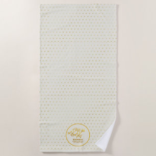 The New Mr and Mrs (name,date) Wedding Gold Hearts Beach Towel