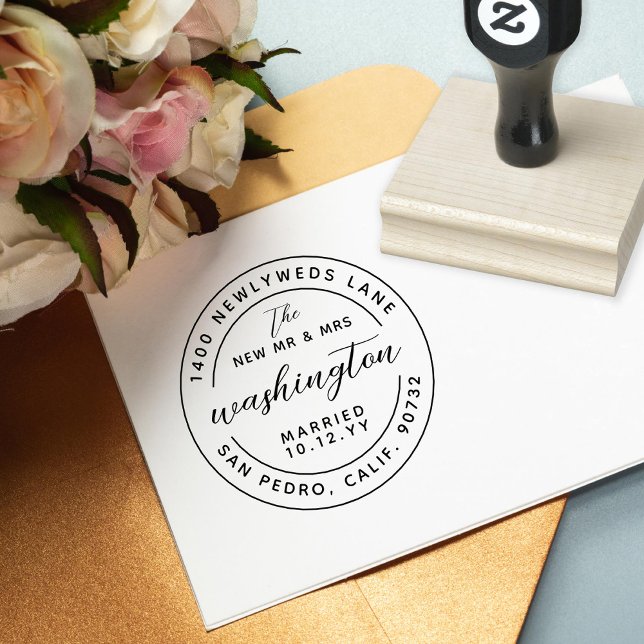 The New Mr and Mrs Newlywed Address Rubber Stamp (Creator Uploaded)