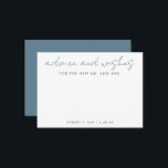 The New Mr   Mrs Minimalist Blue Wedding Advice Card<br><div class="desc">Use this modern wish card at your party to have guests leave a personal note for the guest of honour. Add your information on the template form. The advanced editing menu allows you to change the colours and the fonts.</div>