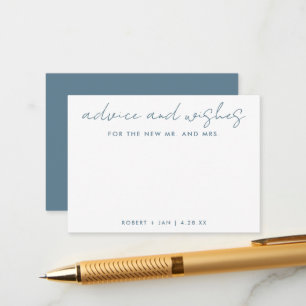 The New Mr + Mrs Minimalist Blue Wedding Advice Card