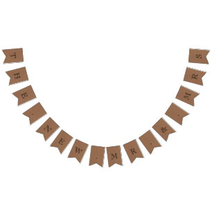 The New Mr. & Mrs. Rustic Kraft Wedding Bunting Flags