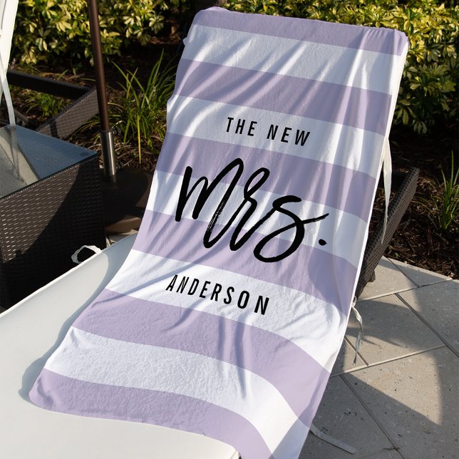 The New Mrs. | Lavender Personalized Bride Beach Towel (Creator Uploaded)