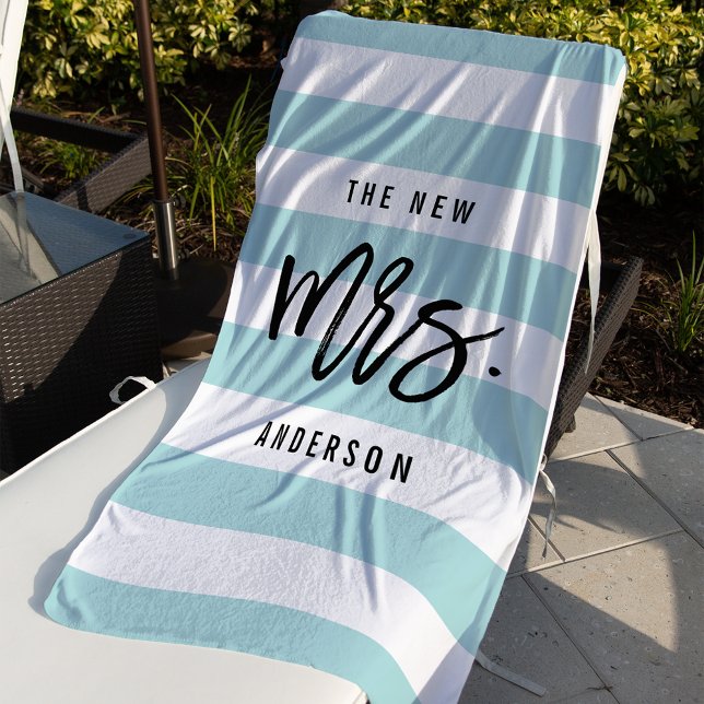 The New Mrs. | Mint Personalized Bride Beach Towel (Creator Uploaded)
