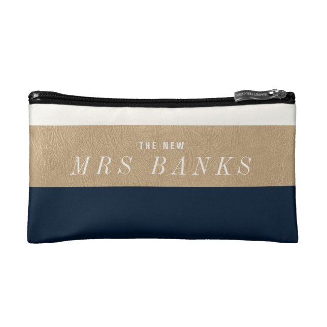 The New Mrs. Navy Blue Makeup Bag (Front)