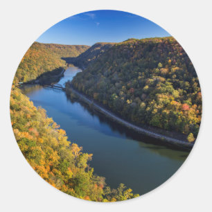 The New River Gorge At Hawks Nest State Park Classic Round Sticker