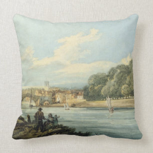 The New Walk, York, c.1798 (pencil and w/c on pape Throw Pillow