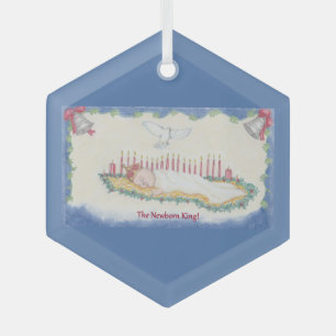The Newborn King! Glass Ornament