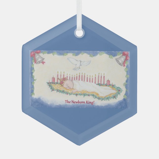The Newborn King! Glass Ornament (Front)