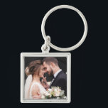 The Newlyweds Custom Photo Keychain<br><div class="desc">Create a custom key chain using your wedding photo or any other photo you desire. This example shows a bride and groom on their wedding day. Personalize this key chain with your desired photo for a one-of-a-kind key chain that is very special. Square photos work best with the square shape...</div>