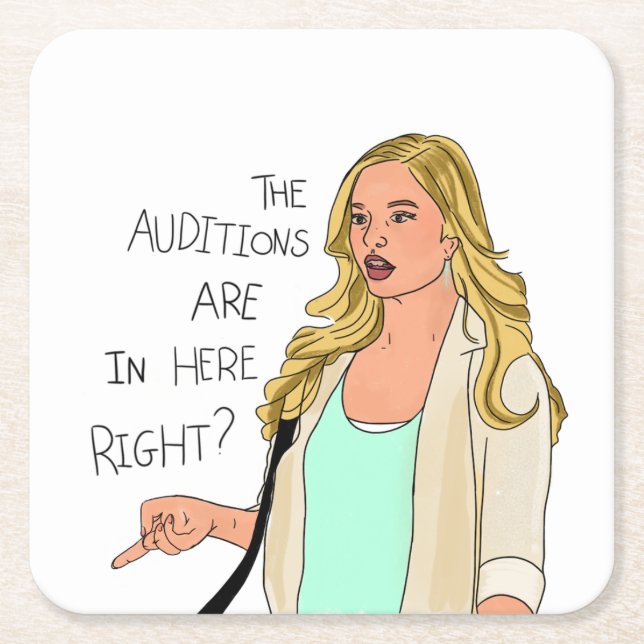 The Next Step 'The auditions are in here right?' Square Paper Coaster (Front)