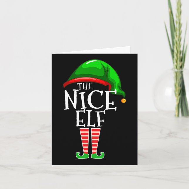 The Nice Elf Group Matching Family Christmas  Card (Front)