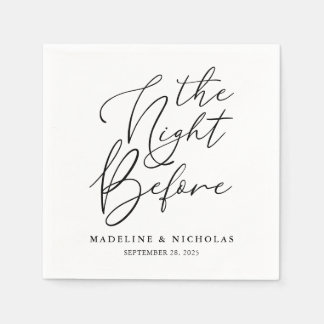 The Night Before Black And White Modern Wedding Napkin