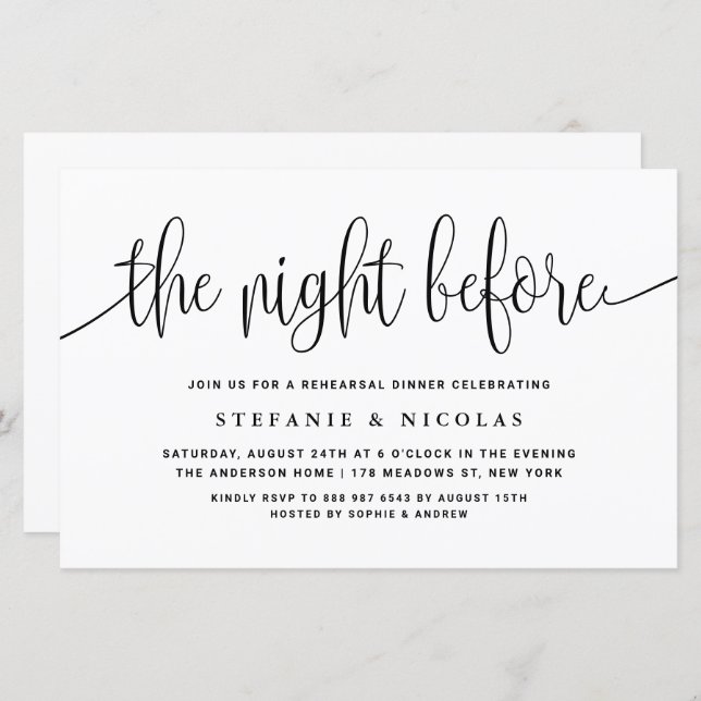 The Night Before Black Script Rehearsal Dinner (Front/Back)