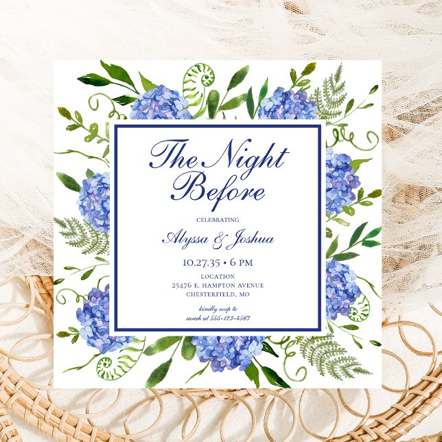 The Night Before Blue Hydrangea Photo Invitation (Creator Uploaded)