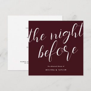 The Night Before Burgundy Calligraphy Rehearsal Invitation