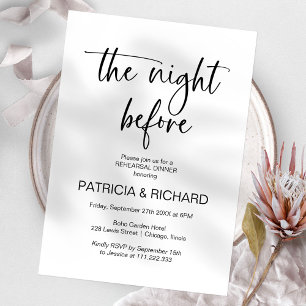The Night Before Calligraphy Rehearsal Dinner Invitation