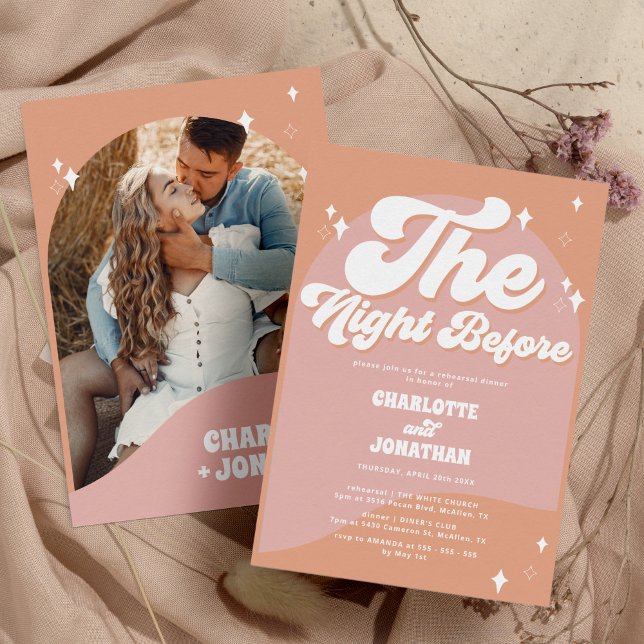 The Night Before Chic Groovy Rehearsal Dinner Invitation (Creator Uploaded)