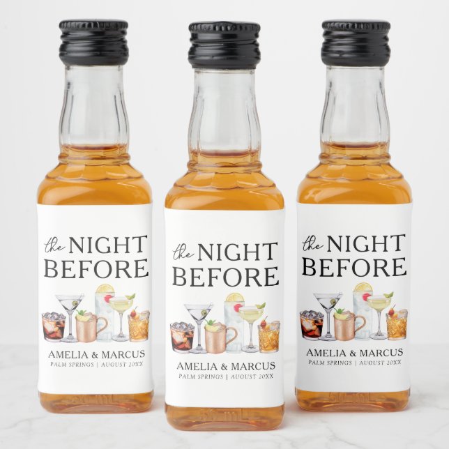 The Night Before Couple's Rehearsal Dinner Liquor Bottle Label (Bottles)